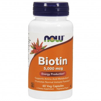 Биотин NOW FOODS Biotin 5000 мкг, 60 капсул