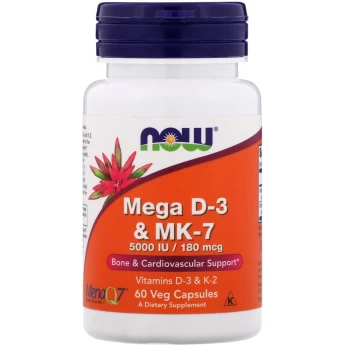 Витамин NOW FOODS MEGA D-3 & MK-7, 180 мкг, 60 капсул